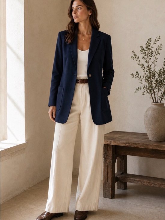 Club Monaco Jackets & Blazers - Club Monaco Textured Navy Longline Blazer Patch Pocket Stretch Jacket Size 8